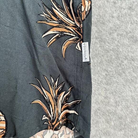 YOUNGLA Pineapple Button Up Shirt Men's Size Large Short Sleeve Tropical Fruit - Picture 5 of 8